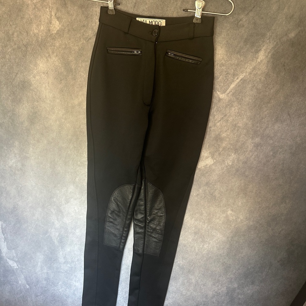 Via Moro Black Riding Pants with Leather Details Made in France Size Small